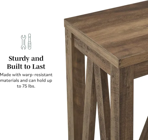 Vista 4 de Walker Edison Modern Farmhouse Accent Entryway Table Entry Table Living Room End Table, 52 Inch, Rustic Oak