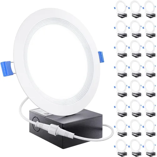 Sunco Lighting - Juego de 24 luces LED delgadas de 6 pulgadas, luz regulable para deflector descendente