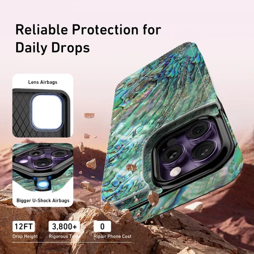 Vista 1051 de LETO para iPhone 15 Pro Funda tipo cartera - Tapa tipo folio con patada - Diseños de moda - Tarjetero - Funda protectora para mujeres y niñas - 6.1