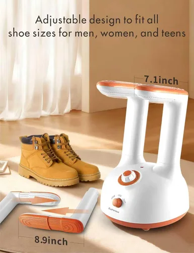 Vista 2 de Euphonious Secador de botas, secadora de zapatos con 6 ajustes de temporizador, para botas de trabajo y botas de invierno, blanconaranja
