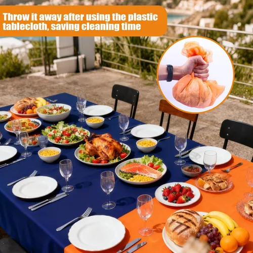 Vista 3 de Mantel de Mesa de Plástico Desechable 6 Piezas Manteles Rectangulares Coloridos Cubiertas de Mesa para Decoraciones de Fiestas de Cumpleaños, Bodas