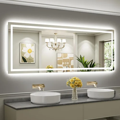 Vista 34 de Briivue Espejo de baño LED de 20 x 28 pulgadas con luces, retroiluminado y frontal iluminado, espejo de tocador de baño con luz antiniebla