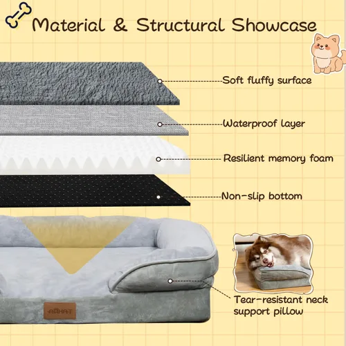 Vista 4 de Cama ortopédica para perros, espuma de rebote superior, impermeable y orina, resistente, funda lavable a máquina, a prueba de mordidas