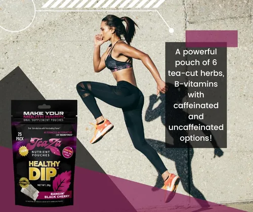 Vista 3 de Teaza Bolsas de energía a base de hierbas, inmersión alternativa sin nicotina, bolsas de inmersión saludables para tabaco, Bangin' Black Cherry