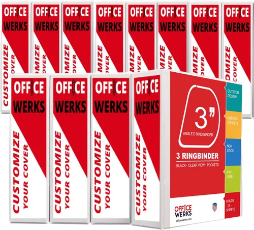 Vista 11 de Carpeta de 3 anillas, anillo en D de 2.5 pulgadas, con capacidad para páginas de 8.5 x 11 pulgadas, cubierta transparente resistente, lomo duradero