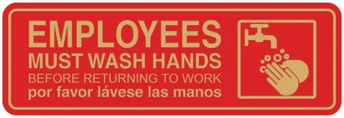 Vista 30 de Standard Employees Must Wash Hands - Letrero para puerta/pared, color negro, pequeño