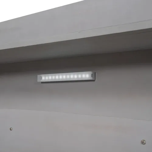 Vista 7 de Moderna plataforma de tamaño matrimonial con cabecera de almacenamiento y barandilla de seguridad para niños, plataforma de madera funcional con luz
