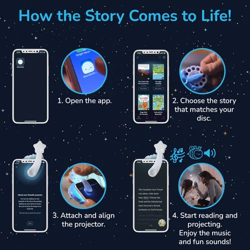 Vista 5 de Moonlite Storytime - Ryan's World - Búsqueda de palabras - Una forma mágica de leer juntos - Proyector se vende por separado - Historia digital