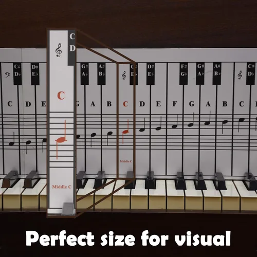 Vista 8 de QMG Tabla de notas de piano y teclado para 88 teclas, uso detrás de las teclas, herramienta visual ideal para principiantes que aprenden piano