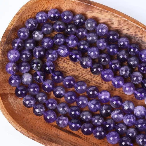 Vista 5 de 108 cuentas de amatista natural de 0.394 pulgadas redondas sueltas para hacer joyas