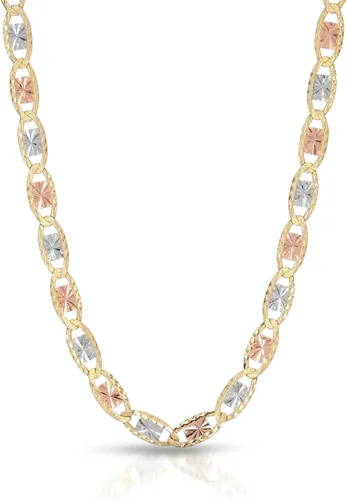 MCS Jewelry Collar de oro amarillo de 14 quilates, tres tonos, oro blanco, oro rosa, 0.108in de ancho (16 a 24 pulgadas)