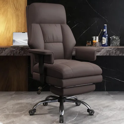 Vista 10 de Office Chair with Leg Rest, Leather High Back Executive Office Chair with Wheels, Ergonomic Desk Chairs with Lumbar Support for Home Office, Gray