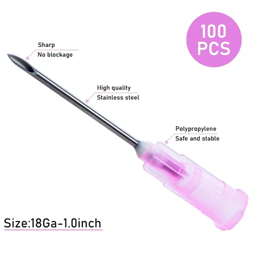 Vista 2 de Paquete de 100 agujas de calibre 18 de 1 pulgada, suministros desechables Luer Lock