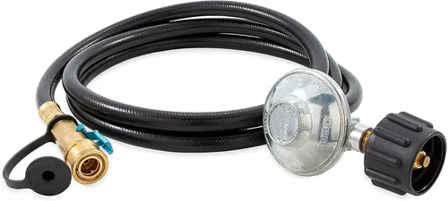 Vista 8 de Camco Low Pressure Gas Regulator Rated at 70,000 BTUs Per Hour Includes 8-Foot Hose Great for Camping, RVing, Grilling, and More (57704)