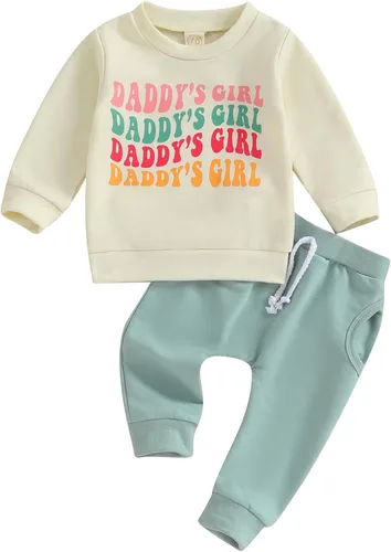 Shejingb Ropa de bebé para niña, sudadera de mamá y papá, pantalones de color sólido, ropa para otoño e invierno