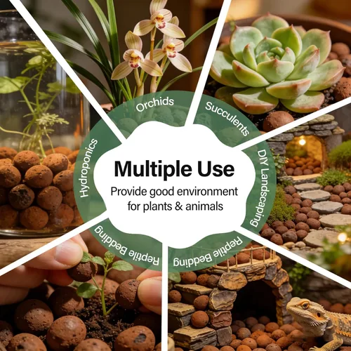 Vista 7 de Halatool 2 LB Guijarros de arcilla expandida natural de 2 libras para plantas 4mm-16mm Bolas de arcilla 100% orgánicas Hydroton Leca para plantas