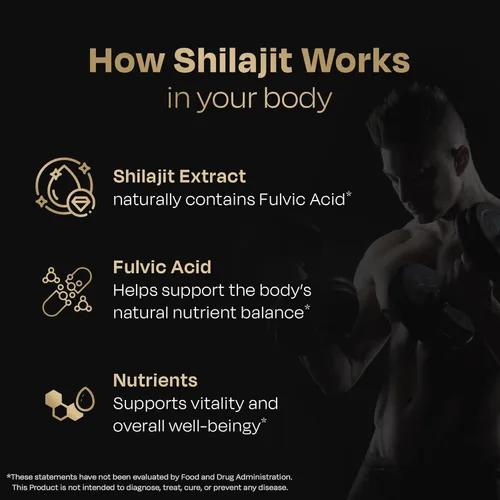 Vista 2 de Auric Shilajit/Shilajeet Energy 60 Cápsulas Shilajit puro probado en laboratorio