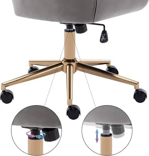 Vista 5 de DUHOME Silla de escritorio para computadora de oficina en casa, sillón tapizado de terciopelo, altura ajustable, cómodo, silla giratoria con base