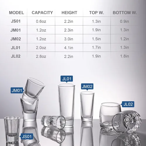 Vista 6 de Juego de vasos de chupito con base pesada, 1.2 oz (paquete de 12) vasos transparentes para whisky y licores - JM02