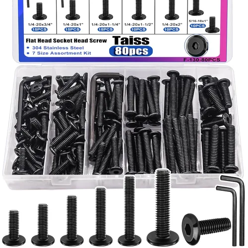 Vista 34 de Taiss 10 piezas de tornillos de cabeza hexagonal de 5/16-18x1, pernos para muebles, tornillos para muebles de acero inoxidable 304, pernos de 1/4