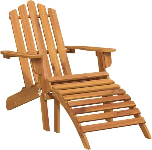 Vista 3 de Garden Adirondack Chair Set of 2, Natural Solid Acacia Wood, Medium Foldable Outdoor Chairs for Patio, Balcony, Lawn, Terrace Relaxation