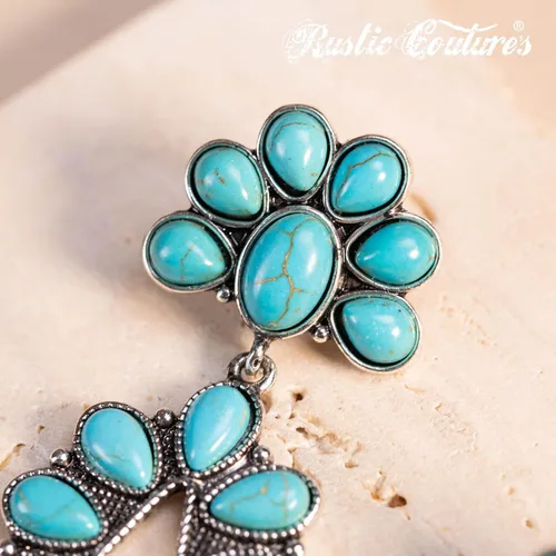 Vista 3 de Pendientes de turquesa occidental de Rustic Couture para mujer, joyería de país occidental