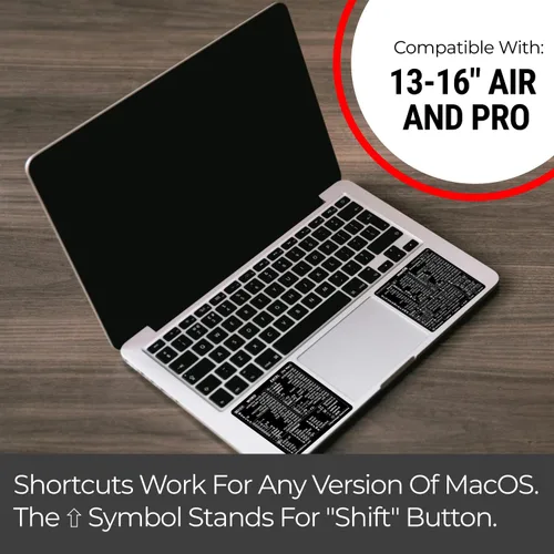 Vista 4 de SYNERLOGIC Mac OS (M/Intel) + Word/Excel (para Mac) Adhesivos de referencia rápida de atajos de teclado - para MacBook Air/Pro/iMac/Mac/mini (Negro)