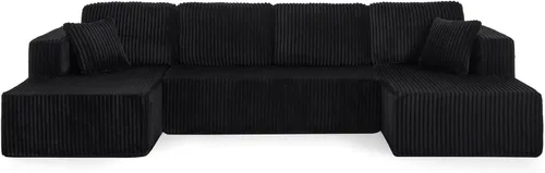 Vista 7 de Modular Sectional Couches Sofa, U-Shape L-Shaped Convertible Sleeper Sofa Bed, Cloud Couch Sectional for Living Room Bedroom Apartment Black - 5 Seat