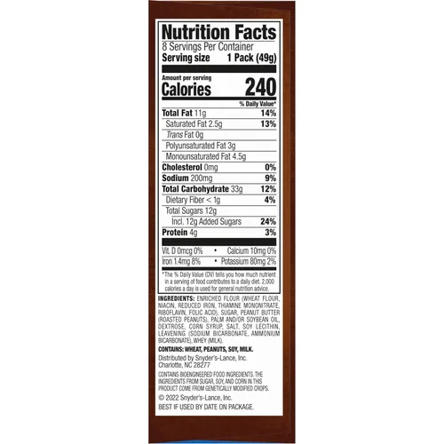 Vista 7 de Lance Galletas sándwich, mantequilla de maní Nekot, 8 paquetes envueltos individualmente, 6 sándwiches cada uno