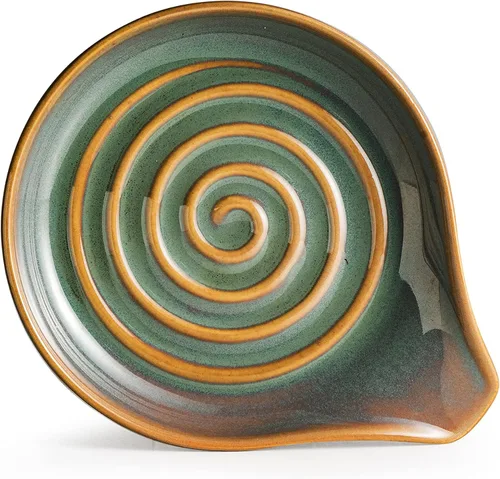 Vista 2 de Reposa cucharas para estufa, soporte para cucharas con asa para fácil agarre, decoración rústica de granja, soporte para utensilios para cucharas