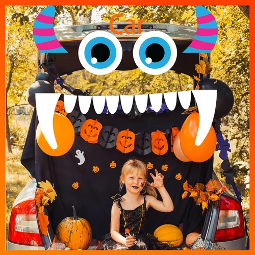 Vista 7 de Joy Bang Kit de decoración de maletero o golosina, decoración de automóvil de Halloween, decoración de maletero o golosinas para SUV, lindo monstruo