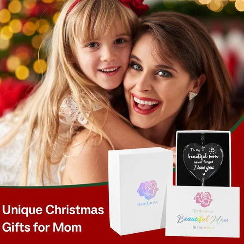 Vista 3 de Regalos para mamá Navidad, regalos de cumpleaños para mamá de parte de hija e hijo, regalos para mamás, únicos para madre atrapasoles de cristal