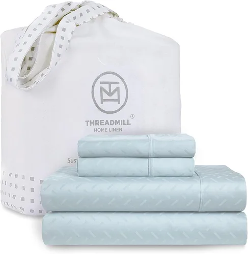 Vista 49 de Threadmill Juego de sábanas de algodón Twin Sábanas 100% algodón para cama tamaño Twin Juego de sábanas de satén jacquard damasco con bolsillo