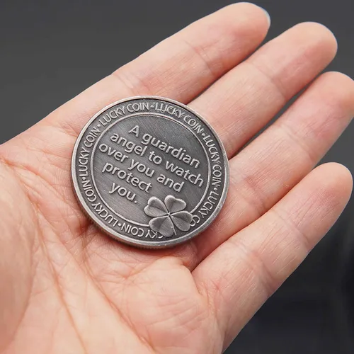Vista 4 de Medalla de ángel de la guarda Moneda de la suerte Buena Suerte Regalo conmemorativo