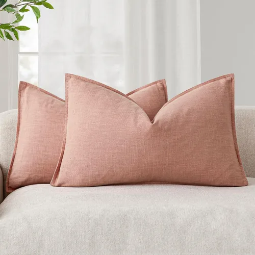 Vista 73 de Foindtower - Juego de 2 fundas de almohada decorativas de lino sólido, suave y con acento, fundas de cojín estilo bohemio y campestre, neutrales