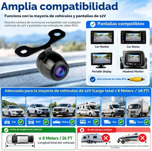 Vista 7 de Cámara de respaldo con ángulo de visión amplio de 170 grados