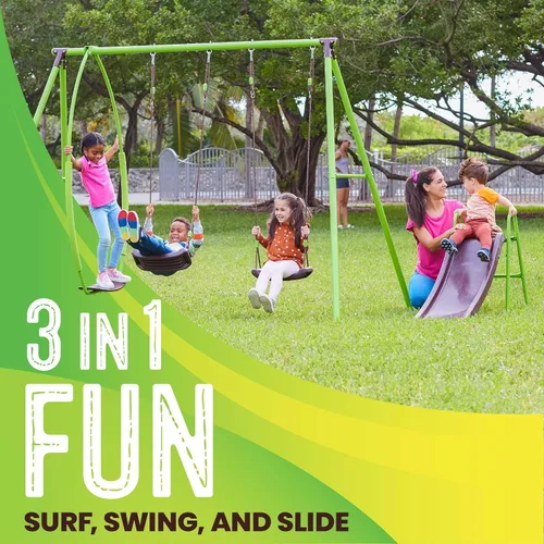 Vista 6 de Swurfer PAW Patrol Swing Sets for Backyard, Swingset Outdoor for Kids