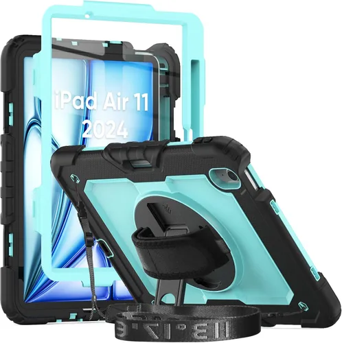 Vista 8 de Herize Funda compatible con iPad Air de 11 pulgadas 2025/2024 con protector de pantalla y soporte para bolígrafo, funda para iPad Air de 7ª/6ª