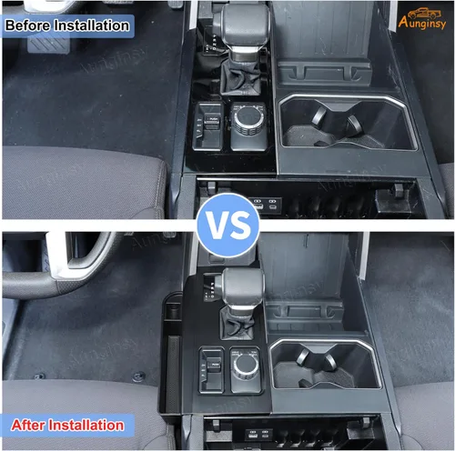 Vista 89 de Aunginsy Marco para panel de cambio de marchas con caja de almacenamiento Compatible con Toyota Tundra/Sequoia 2022-2024 2025 Protector contra