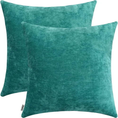 Vista 51 de Jeneoo - Fundas de almohada decorativas rojas brillantes de chenilla suave, fundas de cojín cómodas y sólidas para sofá de sala de estar