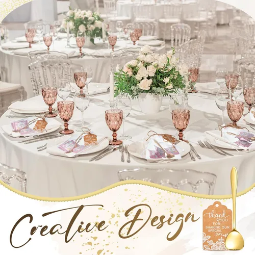 Vista 6 de Gueevin 100 juegos de cucharas de té, recuerdos de fiesta, recuerdos de boda para invitados, incluye mini cucharadita de postre de acero inoxidable