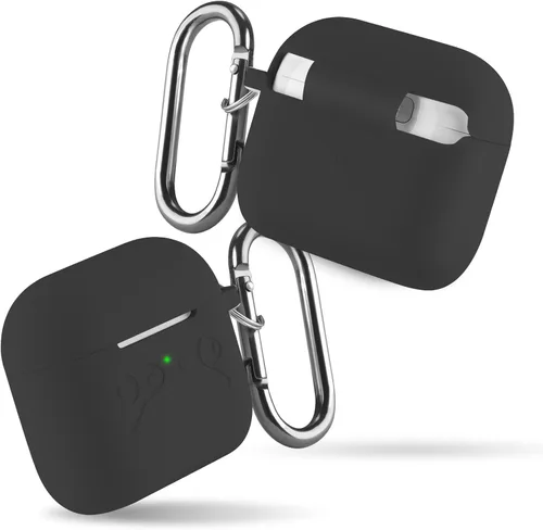 ORIbox Funda de silicona para AirPods Pro, funda protectora de silicona para Apple Airpods Pro (LED frontal visible), color negro Negro silicona