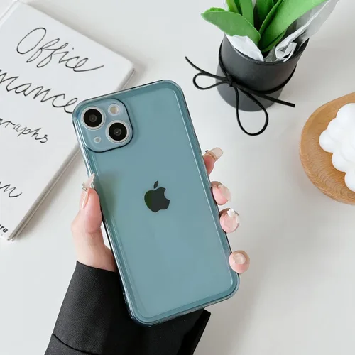 Vista 9 de ZTOFERA Funda para iPhone 15 6.1 pulgadas, Transparente Suave Silicona Bumper Protector Retro Color Transparente A Prueba de Golpes Caja Del Azul