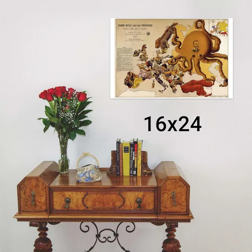 Vista 3 de Map of Europe - 1900 - John Bull and his Friends - Antique Allegorical Map - 16 x 24 inches