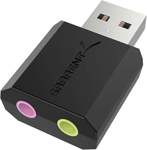 SABRENT Adaptador de sonido estéreo externo de Sabrent USB para Windows y Mac. Enchufe y juega no se necesitan controladores. (AU-MMSA)