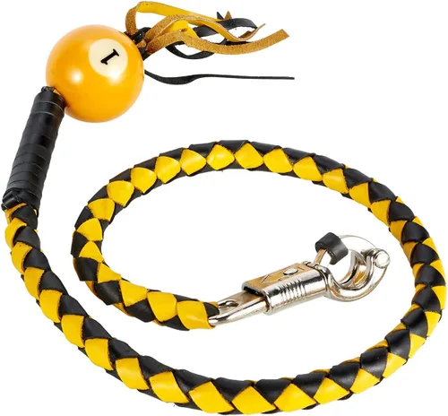 Vista 11 de GARGOYLE BELLS Látigos de Motocicleta de Cuero Genuino de 36" Get Back Whip con Flecos y Bola, Látigos de Motociclista de Servicio Pesado Accesorios