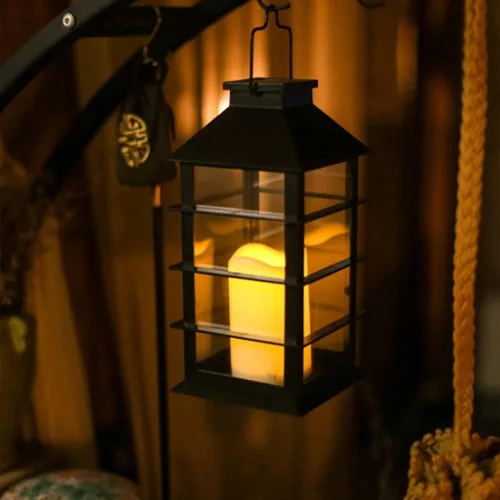 Vista 3 de Luces solares impermeables para exteriores, farol de vela de simulación vintage, faroles al aire libre para patio, impermeables, juego de 1