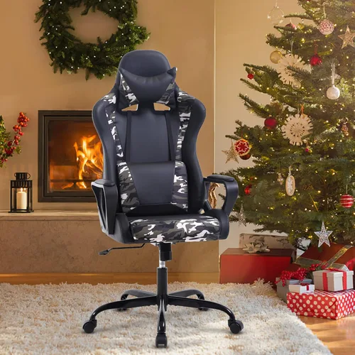 Vista 101 de Silla ergonómica para videojuegos, silla de juegos con reposacabezas, silla de computadora de oficina con ruedas y soporte lumbar, silla