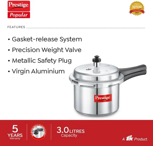 Vista 4 de Ollas a presión de aluminio Prestige Popular, Plateado