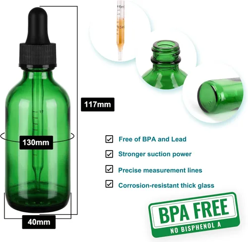 Vista 118 de NOOEEISS 4 piezas, botella con cuentagotas de 1 oz, botella de vidrio ámbar con cuentagotas, botellas de tintura con cuentagotas, acabado elegante
